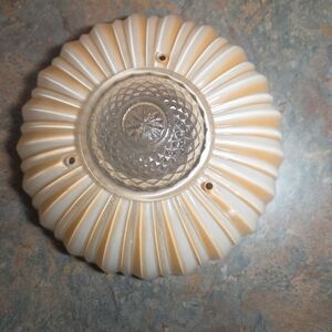 Vintage Cream and Clear Glass Ceiling Light Fixture